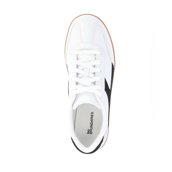 No Boundaries Women’s Lace Up Sport Sneakers, Wide Width 
White and Black - Picture 3 of 5